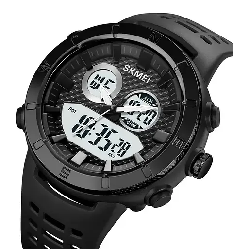 Часы мужские наручные спортивные Skmei 2014 (Черный с белым) - фото 2
