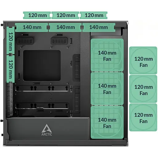 Корпус Arctic Xtender VG Black (ACPCC00016A) без блока питания - фото 7