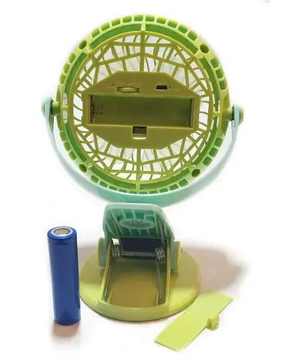 Мини вентилятор Mini Fan GF-175 с прищепкой и сменным аккумулятором 18650 USB Зелений - фото 3