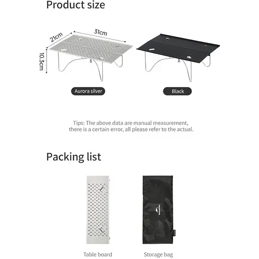 Складаний стіл Naturehike CNK2450JJ024, 31х21 см, алюміній, чорний - фото 2