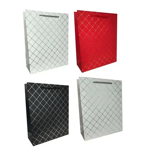 Подарочный пакет картонный, 200 г/м², Ромб, 31x42x12 см, 4 шт. в упаковке (в ассортименте)