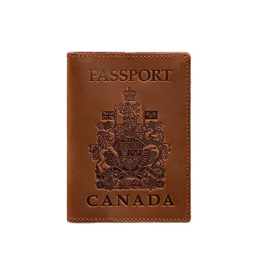 Кожаная обложка для паспорта с канадским гербом светло-коричневая Crazy Horse - фото 6