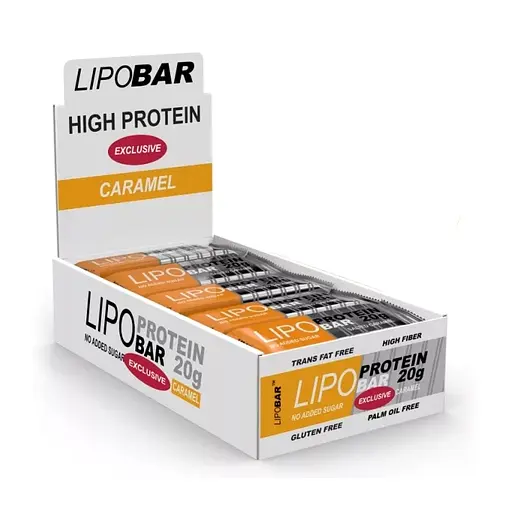 Батончик Lipobar Protein Bar БЛОК, 20*50 грам Карамель 000313957