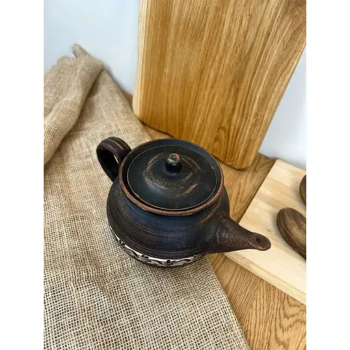 Заварочный чайник 0.7 литра керамический (глиняный) резной с ручкой  - фото 7