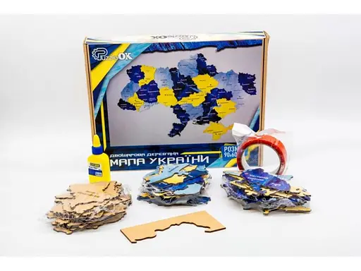 Дерев'яний пазл Puzzleok Мапа України синьо-жовта - фото 3