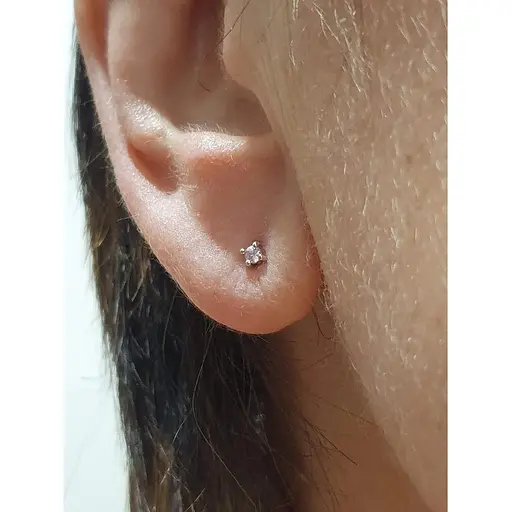 Срібна моносережка пуссета Dear з фианитом. 3004.6С - фото 2