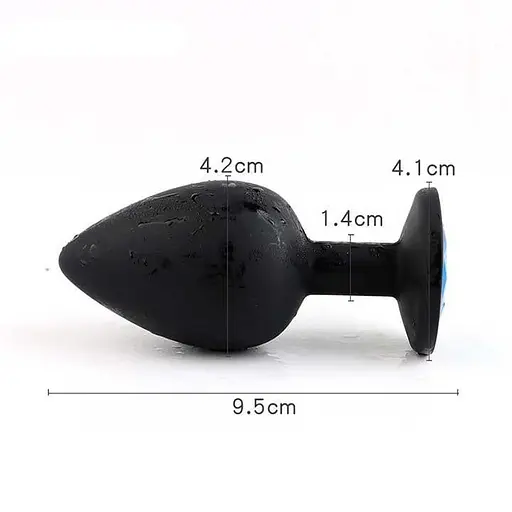 Силіконова анальна пробка з декоративним кристалом 9,5 см Чорний K000272 - фото 2