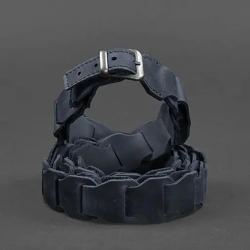 Женский кожаный бохо-ремень BlankNot Crazy Horse синий  - фото 2