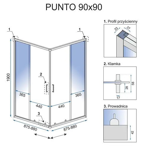 Душевая кабина Rea Punto 90x90 black REA-K4801, Черный, Универсальная, прозрачная - фото 7