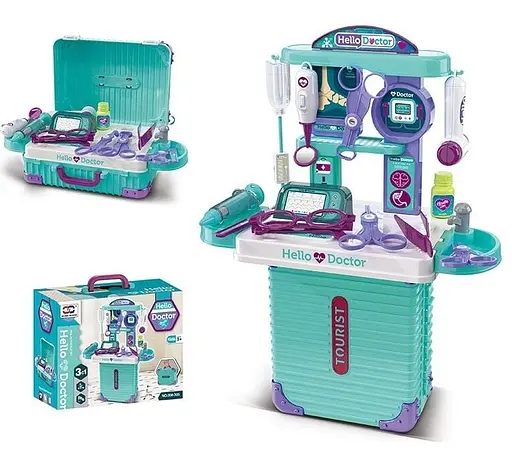 Набор доктора 008-305 чемодан, монитор, зеркало, очки, шприц, капельница, в коробке (6975434401690) - фото 2