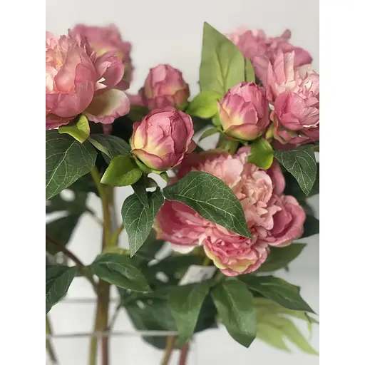 Пион искусственный тройная ветка 75 см цветок для декора и букетов розовый - фото 2