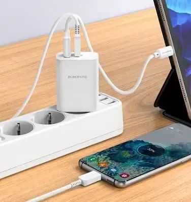 Сетевое зарядное устройство Borofone BN10 PD 65W + QC3.0 (1Type-C/1USB) Белый - фото 4