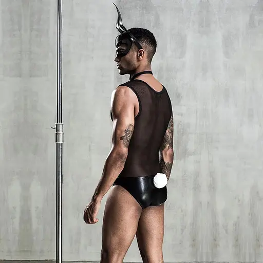 Еротичний чоловічий костюм JSY Зайка Джонні з маскою, One Size Black - фото 2