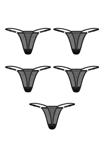 Набор стрингов Obsessive Violami S/M 5 шт (черный) - фото 4