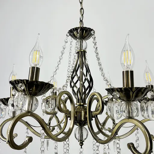 Класична люстра-підсвічник на 6 ламп у бронзовому корпусі Ø 60 см | Арт. 6071/6 AB | Line F - фото 3