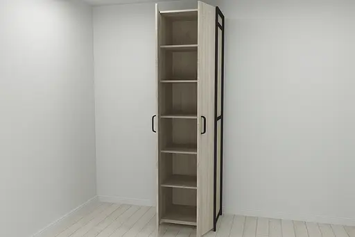 Шкаф Гардероб Уни секция 7 серии Конект Ferrum-decor 220x60x50см Черный металл ДСП Дуб Сонома 16 мм (FRD-104561)