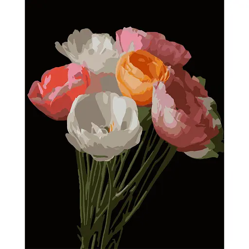 Картина по номерам Strateg Весенний букет на черном фоне 40х50 см (AH1251) - фото 1