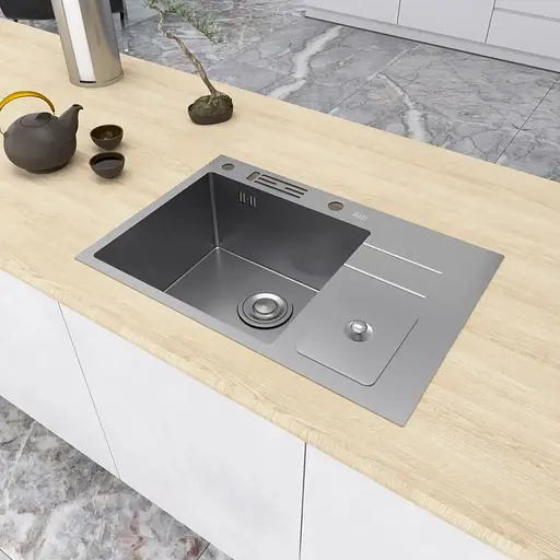 Кухонная мойка Nett NSM-7047 из нержавеющей стали со встроенной помойкой - фото 4