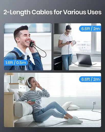 Кабель INIU USB C, [3 единицы 3.1A] QC3.0 быстрая зарядка USB типа C, плетеный нейлон (1,6+6,6+6,6 футов) - фото 3