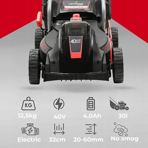 Газонокосарка акумуляторна Lehmann LGALM-4032 (32 см, 30 л) - фото 6