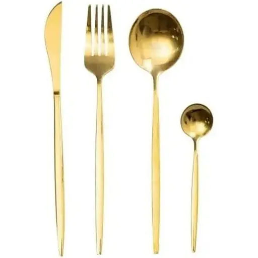 Набор столовых приборов Yiwu HP-20-43 нержавеющая сталь 24 предмета на 6 персон Золотой - фото 1