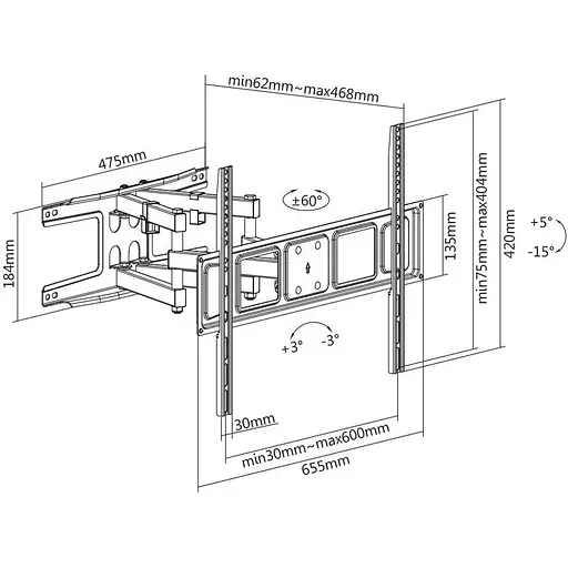 Настенный крепеж Satelit 32-70PIVOT400A - фото 2
