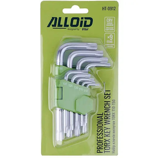 Набор ключей Alloid Torx изогнутых T10-T50, 9 предметов (НТ-0912) - фото 4