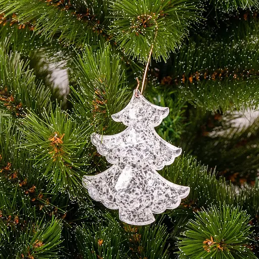 Елочное украшение Chomik Елка 9 см прозрачно-белая 2 шт. (WAD0868) - фото 3