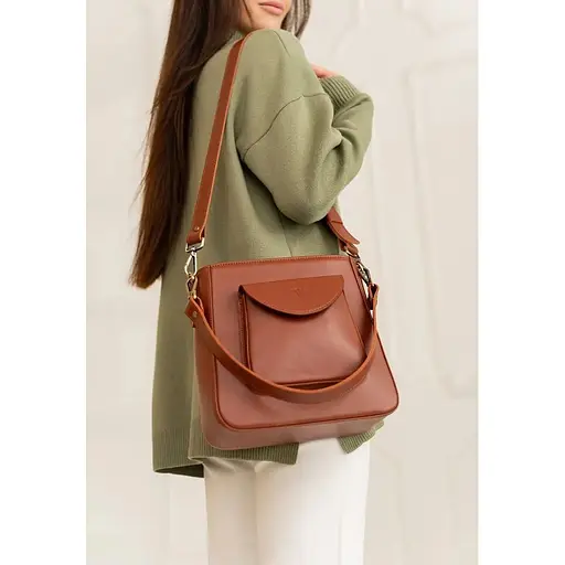 Жіноча шкіряна сумка Stella світло-коричнева - фото 1