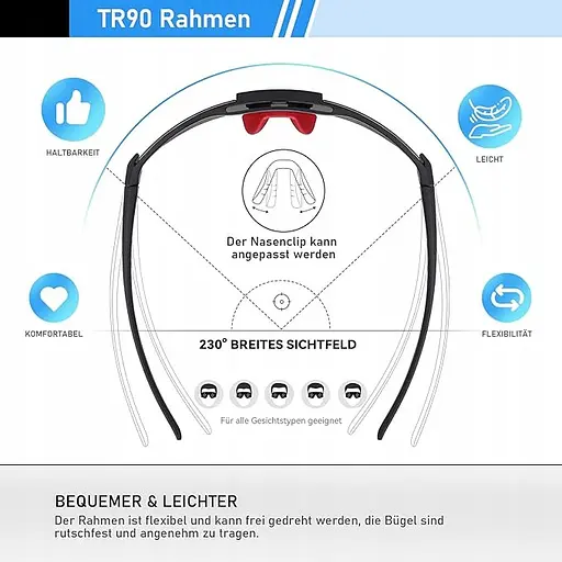 SUOSO ПОЛЯРИЗАЦИОННЫЕ СПОРТИВНЫЕ ОЧКИ, ВЕЛОСИПЕДНЫЕ ОЧКИ, СОЛНЦЕЗАЩИТНЫЕ ОЧКИ - фото 3