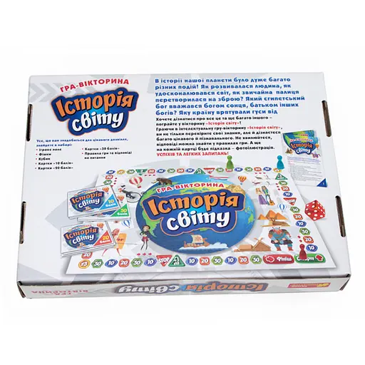 Настольная игра-викторина "История мира" 12120141 игровое поле, фишки, кубик - фото 2
