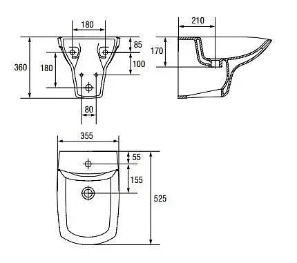 Біде підвісне прямокутне Cersanit Carina K31-010 прихованого монтажу Білий 30412 - фото 3