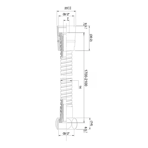 Шланг для душу Imprese SS, що розтягується, з подвійним обплетенням 1700-2100 мм anti-twist black matt f03600110SC, Чорний матовий - фото 2
