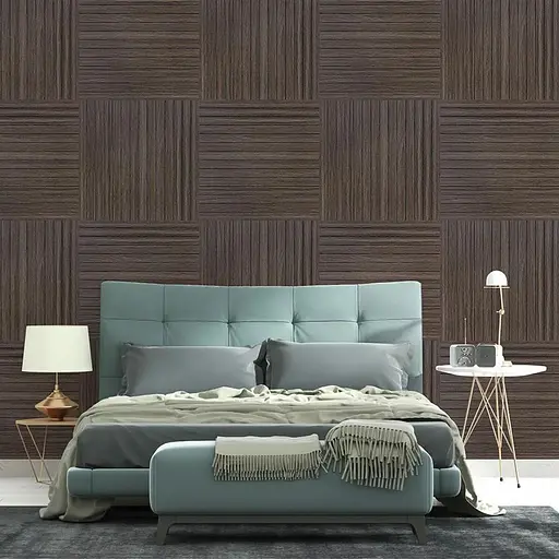 Покрытие виниловое самоклеющееся Wall Sticker 3D рейки 600х600х2.8мм Дымчатый каштан SW-00002195 - фото 4