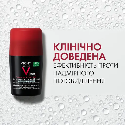 Антиперспірант для чоловіків Vichy Deo Clinical Control кульковий 96 годин захисту проти надмірного потовиділення та запаху 50 мл (MB469600) - фото 8