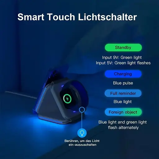 Складаний бездротовий зарядний пристрій ZUMSEY 3 в 1 для Apple - фото 2