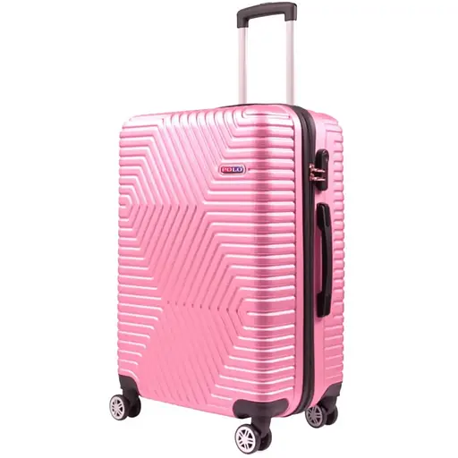 Валіза Середній (М) Полікарбонат На 4-х подвійних колесах 70л POLO ПК016-М Ніжно-Рожева