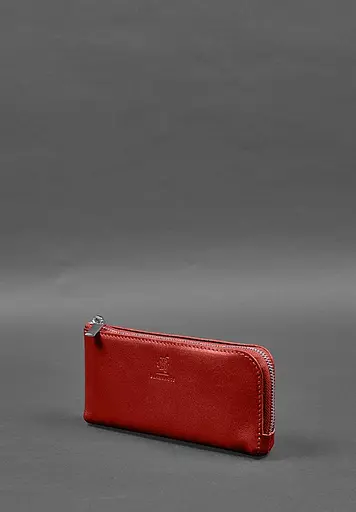 Кожаный портмоне-купюрник на молнии 14.0 красный - фото 4