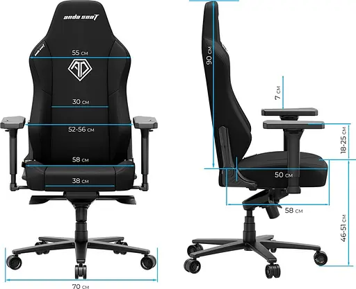 Крісло ігрове Anda Seat Phantom 3 XL Black Fabric (AD18XL-52-B-F-B01) - фото 6
