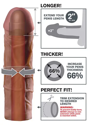 Насадка на пенис Pipedream FX Mega 2 Inch Extension 20 см коричневый - фото 5