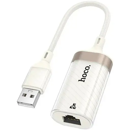 Usb-хаб Hoco UA41 Crystal Usb ethernet adapter (100 mbps) Белый - фото 1
