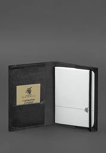 Шкіряна обкладинка для паспорта 1.0 чорна краст - фото 3