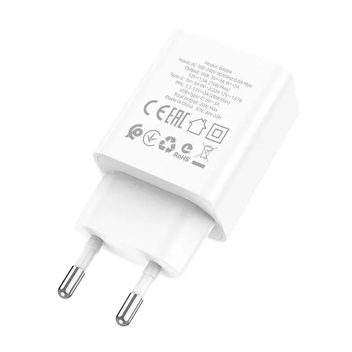 Блок живлення Адаптер мережевий Borofone Resource charger BA69A 2 виходи 20W білий - фото 4