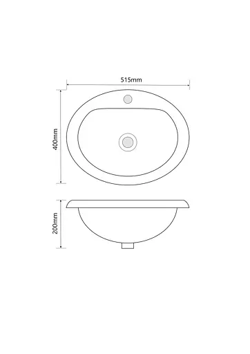 Умивальник врізний на стільницю Mixxus Premium Topper-1602 515x400x200 мм з отвором під змішувач MP6572, Білий - фото 8
