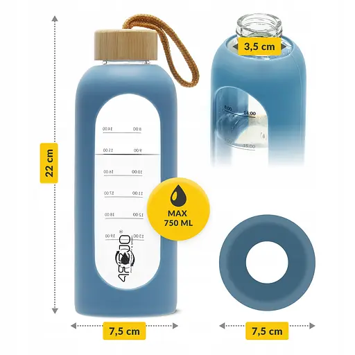 Пляшка для води 4FIZJO спортивна 750 мл скляна Blue (P-5905973404181) - фото 2