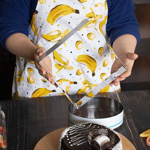 Набір металевих форм для складання тортів десертів та формування салатів та закусок 20х20 см H 5 см, Master Class Сріблястий 85792 - фото 6