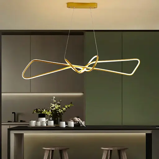 Современная золотая люстра AVIZE в двух размерах Line.F Длина 85 см - фото 9