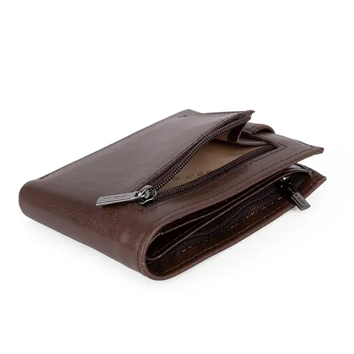 Портмоне чоловіче шкіряне De Esse LC47891-92 коричневе на кнопці - фото 4