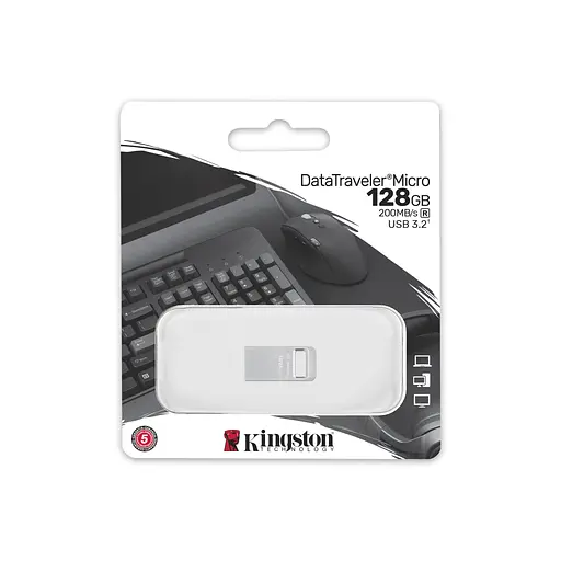 Kingston Накопичувач 128GB USB 3.2 Type-A Gen1 DT Micro R200MB/s Metal - фото 6
