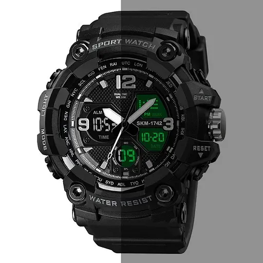 Мужские спортивные наручные часы Skmei 1742 Hamlet (Черные) - фото 2